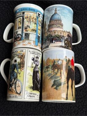 Vintage Dunoon Scotland Stoneware Mugs Set of 4 Historic London